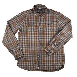 Rab Shirt Mens Large Brown Plaid Long Sleeve Button Up Dawson Outdoor Casual